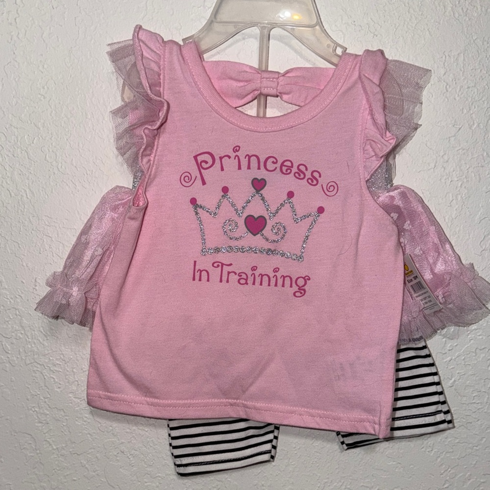 Princess in Training Pink and White Kids Matching Set